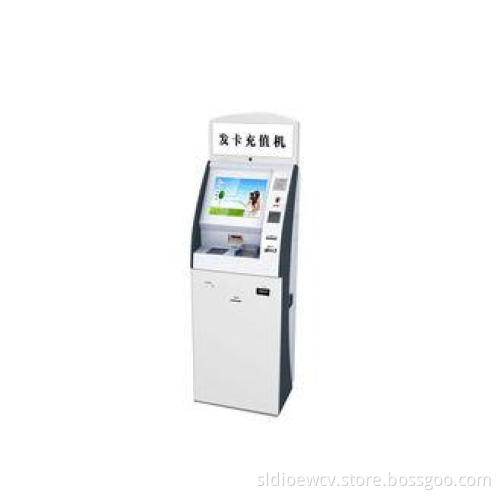 Bill payment kiosk with card reader and card dispenser, RF